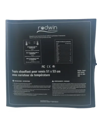 Chauffage Rodwin TAPIS CHAUFFANT AVEC VARIATEUR 40W - 51X53 | growshop.net | Rodwin | GrowShop