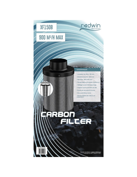 Ventilation Rodwin Coal Filter - Xf150b - Ø 150mm - 900m3/h Max | growshop.net | Rodwin | Ventilation